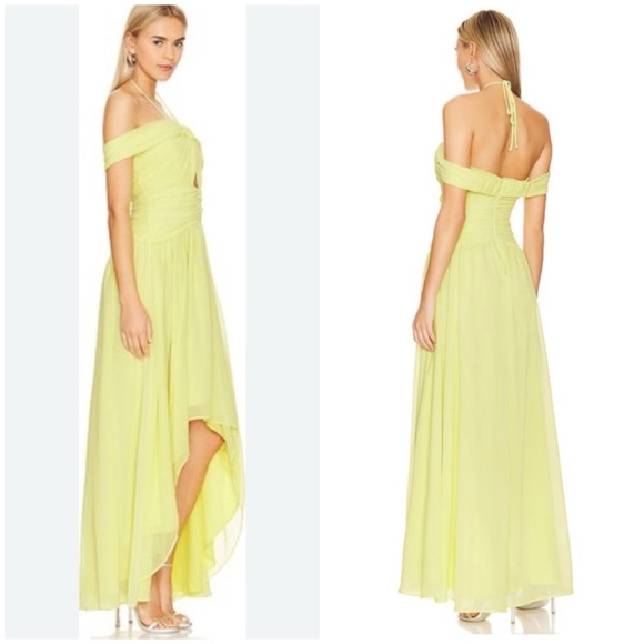 NWT Lovers + Friends Yellow Rory Yellow Hi Low Maxi Dress Gown SZ XS - Picture 2 of 9